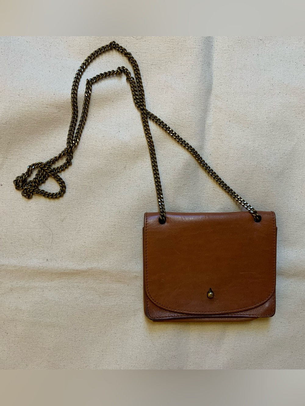 Madewell The Chain Brown Leather Crossbody Bag
